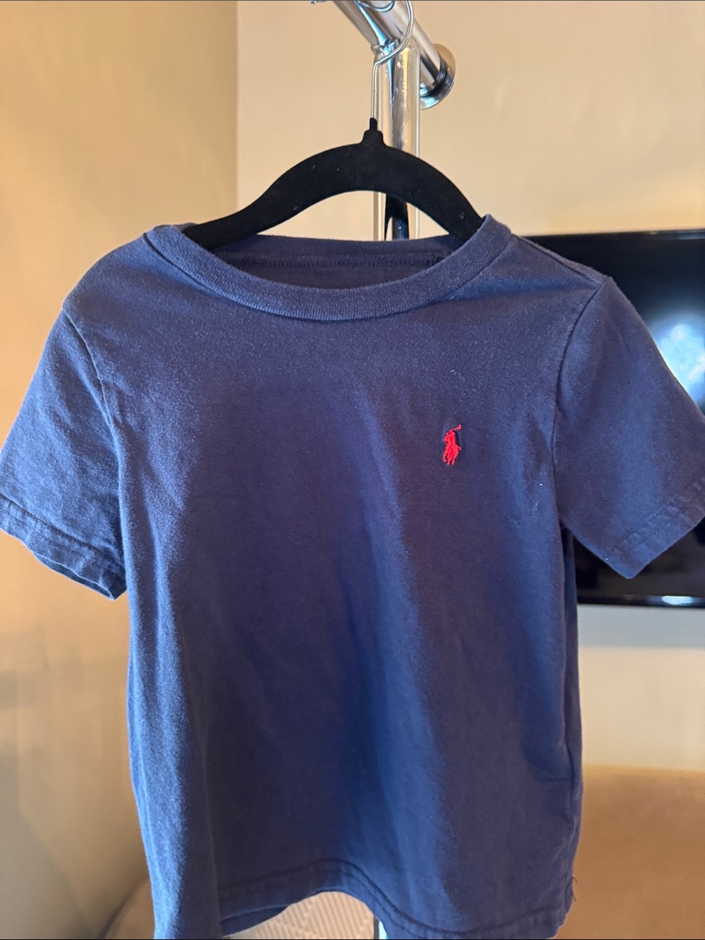 Ralph Lauren Navy Short-Sleeve Tee with Red Pony Logo